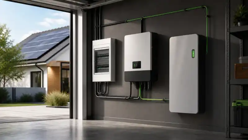 Comparație conceptuală pentru retrofit Deye: invertor, baterie, BMS și verificarea backupului