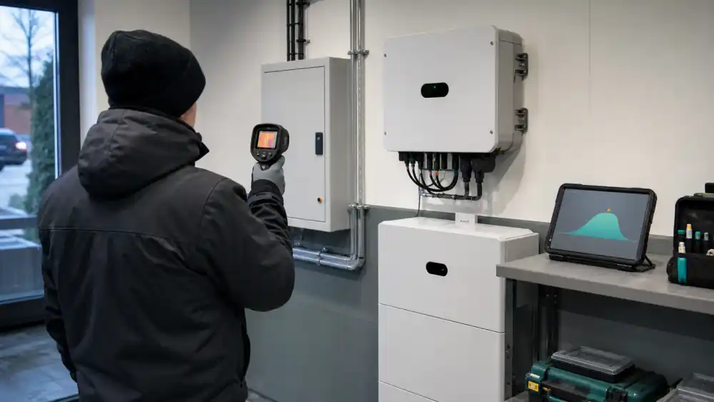 Diagnostic tehnic pentru invertor, baterie și tablou de protecții într-o cameră tehnică